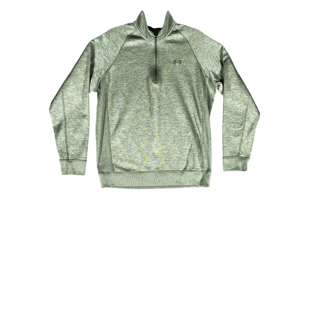 Under Armour Mens ColdGear 1/4 Zip Pullover Olive Green Heather Loose Fit Large